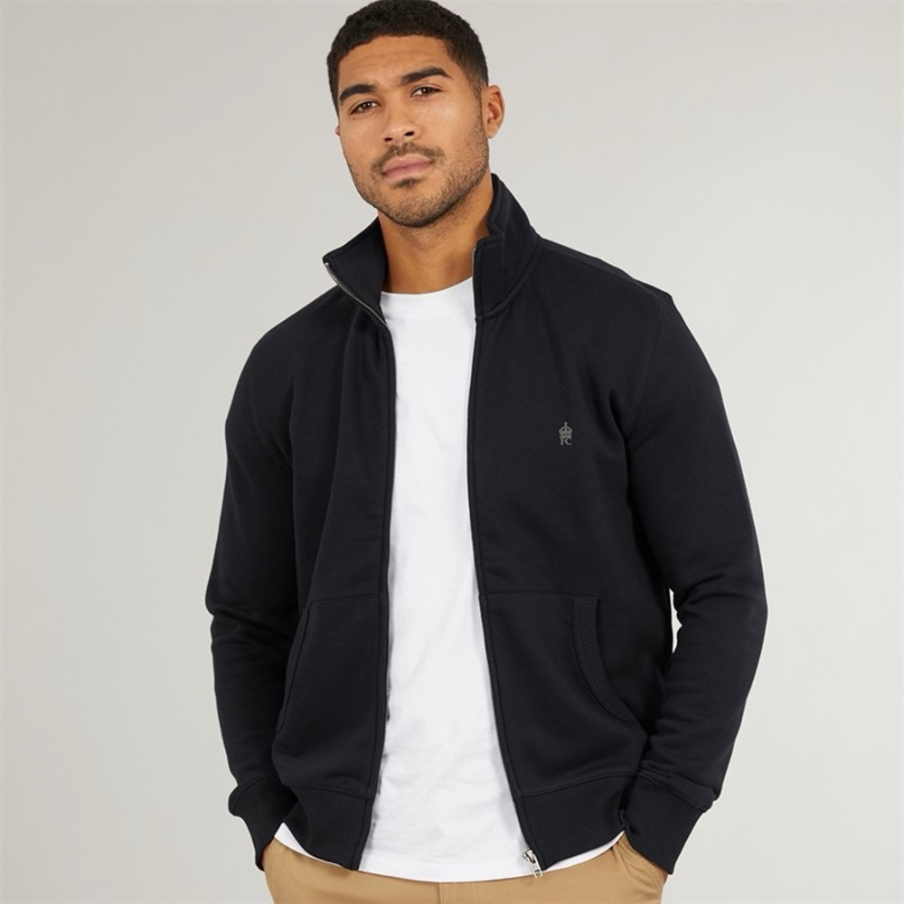 French Connection NWT
Mens FC Funnel Sweatshirt Marine/Gunmetal SMALL